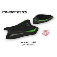 HOUSSE DE SELLE COMPATIBLE KAWASAKI NINJA ZX 10 R (16-20) MODÈLE HERVAS SPECIAL - Type : CONFORT, Logo : AVEC LOGO, Couleur : VERT GRIS