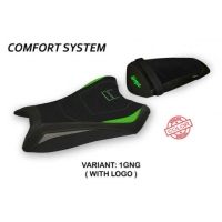 HOUSSE DE SELLE COMPATIBLE  KAWASAKI NINJA ZX 10 R (11-15) MODÈLE CA MAU SPECIAL - Logo : AVEC LOGO, Couleur : VERT GRIS, Type : CONFORT 
