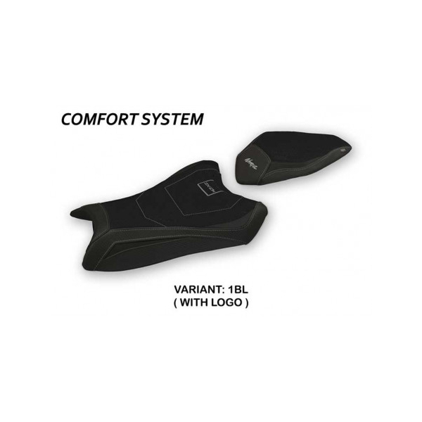 HOUSSE DE SELLE COMPATIBLE  KAWASAKI NINJA ZX 10 R (16-20) MODÈLE HERVAS - Logo : AVEC LOGO, Couleur : GRIS GRIS, Type : CONFORT