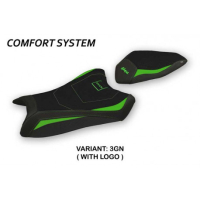 HOUSSE DE SELLE COMPATIBLE  KAWASAKI NINJA ZX 10 R (16-20) MODÈLE HERVAS - Logo : AVEC LOGO, Couleur : VERT, Type : CONFORT