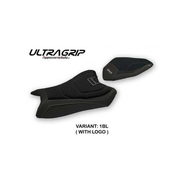 HOUSSE DE SELLE COMPATIBLE  KAWASAKI NINJA ZX 10 R (16-20) MODÈLE MONROY - Logo : AVEC LOGO, Couleur : NOIR, Type : ULTRAGRIP