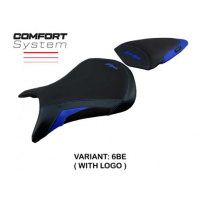 HOUSSE DE SELLE COMPATIBLE  KAWASAKI NINJA ZX 6 R (07-08) MODÈLE ANDUJAR - Logo : AVEC LOGO, Couleur : BLEU, Type : CONFORT 