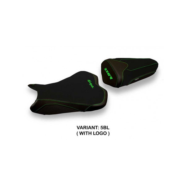 HOUSSE DE SELLE COMPATIBLE  KAWASAKI NINJA ZX 6 R (09-12) MODÈLE SANDY 2 - Logo : AVEC LOGO, Couleur : NOIR, Type : STANDARD