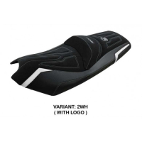 HOUSSE DE SELLE COMPATIBLE KYMCO AK 550 (17-22) MODÈLE RAJKA - Logo : AVEC LOGO, Couleur : GRIS ARGENT, Type : CONFORT