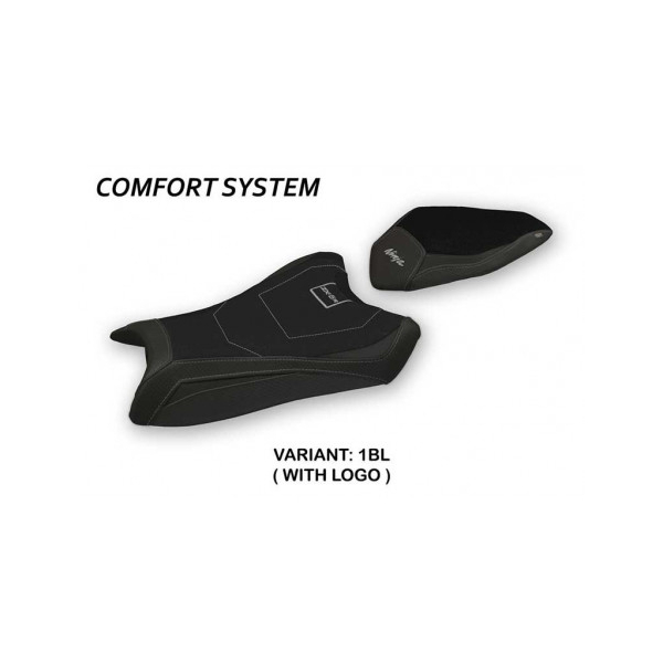 HOUSSE DE SELLE COMPATIBLE  KAWASAKI NINJA ZX 6 R (19-20) MODÈLE ANADIA - Logo : AVEC LOGO, Couleur : NOIR, Type : CONFORT