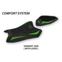 HOUSSE DE SELLE COMPATIBLE  KAWASAKI NINJA ZX 6 R (19-20) MODÈLE ANADIA - Logo : AVEC LOGO, Couleur : NOIR, Type : CONFORT
