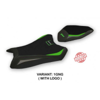 HOUSSE DE SELLE COMPATIBLE  KAWASAKI NINJA ZX 6 R (19-20) MODÈLE GAVIAO SPECIAL - Logo : AVEC LOGO, Couleur : VERT GRIS, Type : STANDARD 
