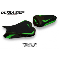 HOUSSE DE SELLE COMPATIBLE KAWASAKI NINJA ZX 6 R (09-12) MODÈLE CRACOW 2 - Logo : AVEC LOGO, Couleur : NOIR, Type : ULTRAGRIP