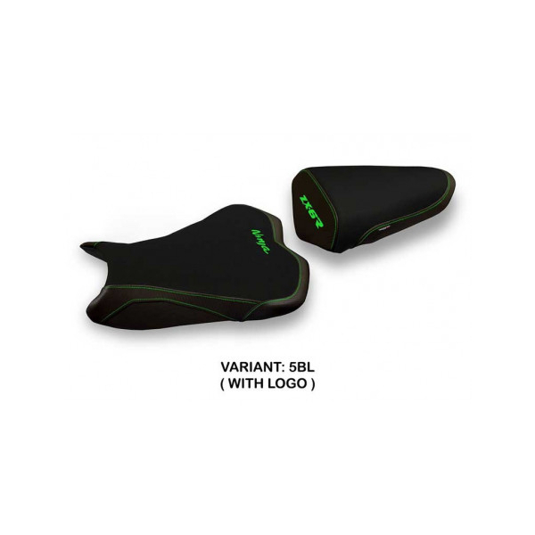 HOUSSE DE SELLE COMPATIBLE KAWASAKI NINJA ZX 6 R (13-18) MODÈLE GANDA 1 - Logo : AVEC LOGO, Couleur : NOIR, Type : STANDARD