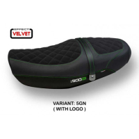 HOUSSE DE SELLE COMPATIBLE  KAWASAKI Z 900 RS (18-22) MODÈLE NATAL TOTAL BLACK V - Logo : AVEC LOGO, Couleur : VERT, Type : CONFORT