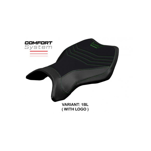 HOUSSE DE SELLE COMPATIBLE  KAWASAKI NINJA H2 R (15-22) MODÈLE MADMAX - Logo : AVEC LOGO, Couleur : NOIR, Type : CONFORT