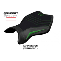 HOUSSE DE SELLE COMPATIBLE  KAWASAKI NINJA H2 R (15-22) MODÈLE MADMAX - Type : CONFORT, Logo : AVEC LOGO, Couleur : ARGENT