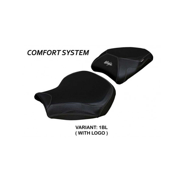 HOUSSE DE SELLE COMPATIBLE  KAWASAKI NINJA H2 1000 SX (18-22) MODÈLE MONIZ - Logo : AVEC LOGO, Couleur : VERT ARGENT, Type : CONFORT