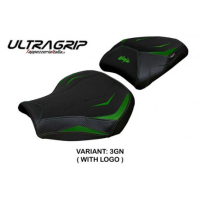 HOUSSE DE SELLE COMPATIBLE  KAWASAKI NINJA H2 1000 SX (18-22) MODÈLE MONIZ - Logo : AVEC LOGO, Couleur : VERT ARGENT, Type : CONFORT