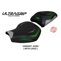HOUSSE DE SELLE COMPATIBLE  KAWASAKI NINJA H2 1000 SX (18-22) MODÈLE MONIZ - Type : CONFORT, Logo : AVEC LOGO, Couleur : VERT ARGENT