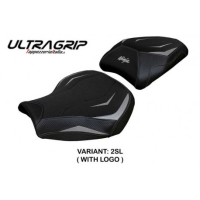 HOUSSE DE SELLE COMPATIBLE  KAWASAKI NINJA H2 1000 SX (18-22) MODÈLE MONIZ - Type : CONFORT, Logo : AVEC LOGO, Couleur : VERT ARGENT