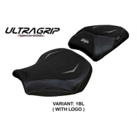 HOUSSE DE SELLE COMPATIBLE  KAWASAKI NINJA H2 1000 SX (18-22) MODÈLE MONIZ - Type : CONFORT, Logo : AVEC LOGO, Couleur : ARGENT