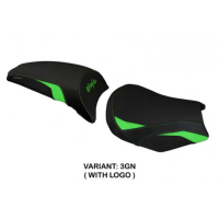 HOUSSE DE SELLE COMPATIBLE LE MODÈLE KAWASAKI NINJA 650 (17-22) SIHU - Type : CONFORT, Logo : AVEC LOGO, Couleur : VERT BLANC