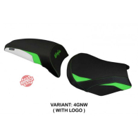 HOUSSE DE SELLE COMPATIBLE LE MODÈLE KAWASAKI NINJA 650 (17-22) SIHU - Type : CONFORT, Logo : AVEC LOGO, Couleur : VERT BLANC