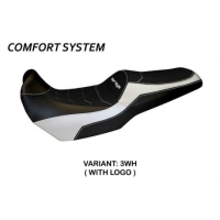 HOUSSE DE SELLE COMPATIBLE  KAWASAKI VERSYS 1000 (19-22) MODÈLE MALAY 1 - Logo : AVEC LOGO, Couleur : BLANC, Type : CONFORT