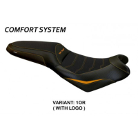 HOUSSE DE SELLE COMPATIBLE  KAWASAKI VERSYS 650 (07-22) MODÈLE NASIR - Couleur : ORANGE, Type : CONFORT, Logo : AVEC LOGO