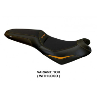 HOUSSE DE SELLE COMPATIBLE  KAWASAKI VERSYS 650 (07-22) MODÈLE NASIR - Couleur : ORANGE, Type : CONFORT, Logo : AVEC LOGO