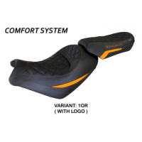 HOUSSE DE SELLE COMPATIBLE KAWASAKI VULCAN (14-22) MODÈLE TAIPEI - Logo : AVEC LOGO, Couleur : ORANGE, Type : CONFORT