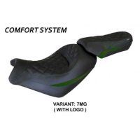 HOUSSE DE SELLE COMPATIBLE KAWASAKI VULCAN (14-22) MODÈLE TAIPEI - Type : CONFORT, Logo : AVEC LOGO, Couleur : VERT MILITAITE