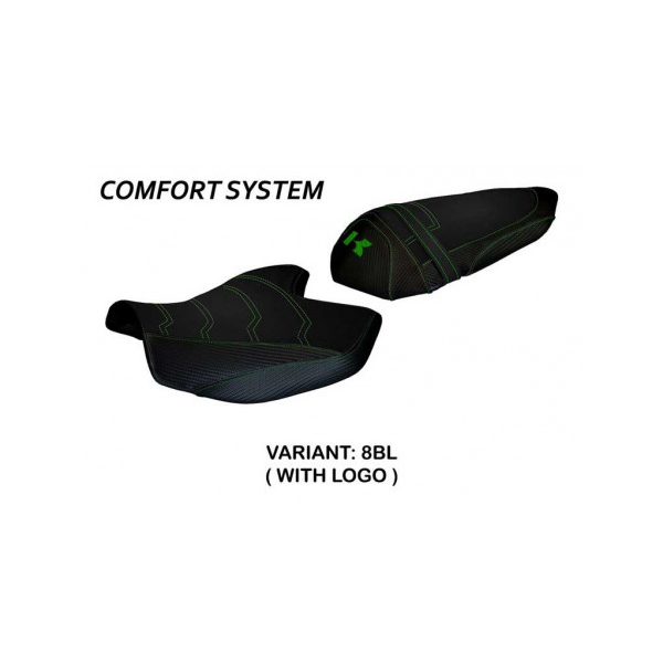 HOUSSE DE SELLE COMPATIBLE KAWASAKI Z 1000 (07-09) MODÈLE AMATRICE 2 - Logo : AVEC LOGO, Couleur : NOIR, Type : CONFORT