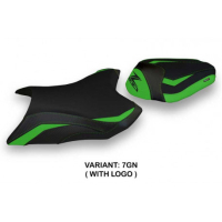 HOUSSE DE SELLE COMPATIBLE  KAWASAKI Z 800 (13-16) MODÈLE MUMBAI 1 - Logo : AVEC LOGO, Couleur : VERT, Type : STANDARD