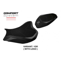 HOUSSE DE SELLE COMPATIBLE  KAWASAKI Z 900 (17-22) MODÈLE SHARA - Type : CONFORT, Logo : AVEC LOGO, Couleur : BLANC ROUGE