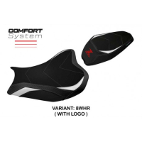 HOUSSE DE SELLE COMPATIBLE  KAWASAKI Z 900 (17-22) MODÈLE SHARA - Logo : AVEC LOGO, Couleur : BLANC ROUGE, Type : CONFORT