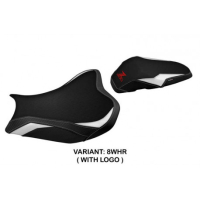 HOUSSE DE SELLE COMPATIBLE  KAWASAKI Z 900 (17-22) MODÈLE SHARA - Logo : AVEC LOGO, Couleur : BLANC ROUGE, Type : CONFORT