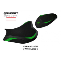 HOUSSE DE SELLE COMPATIBLE  KAWASAKI Z 900 (17-22) MODÈLE SHARA - Logo : AVEC LOGO, Couleur : VERT, Type : CONFORT