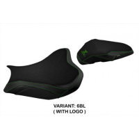 HOUSSE DE SELLE COMPATIBLE  KAWASAKI Z 900 (17-22) MODÈLE SHARA - Logo : AVEC LOGO, Couleur : VERT, Type : CONFORT