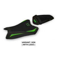 HOUSSE DE SELLE COMPATIBLE  KAWASAKI NINJA ZX 10 R (11-15) MODÈLE INDORE - Logo : AVEC LOGO, Couleur : GRIS GRIS, Type : STANDARD
