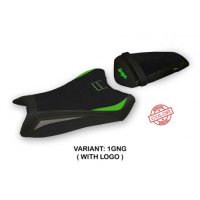 HOUSSE DE SELLE COMPATIBLE  KAWASAKI NINJA ZX 10 R (11-15) MODÈLE INDORE SPECIAL - Logo : AVEC LOGO, Couleur : VERT GRIS, Type : STANDARD 