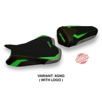 HOUSSE DE SELLE COMPATIBLE KAWASAKI NINJA ZX 6 R (13-18) MODÈLE ASTANA SPECIAL C - Type : STANDARD, Logo : AVEC LOGO, Couleur : GRIS VERT 
