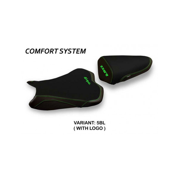 HOUSSE DE SELLE COMPATIBLE  KAWASAKI NINJA ZX 6 R (09-12) MODÈLE GIACARTA 2 - Logo : AVEC LOGO, Couleur : NOIR, Type : CONFORT