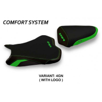 HOUSSE DE SELLE COMPATIBLE KAWASAKI NINJA ZX 6 R (13-18) MODÈLE LUANDA 2 - Type : CONFORT, Logo : AVEC LOGO, Couleur : GRIS GRIS