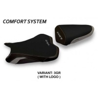 HOUSSE DE SELLE COMPATIBLE KAWASAKI NINJA ZX 6 R (13-18) MODÈLE LUANDA 2 - Type : CONFORT, Logo : AVEC LOGO, Couleur : GRIS GRIS