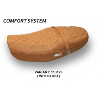 HOUSSE DE SELLE COMPATIBLE KAWASAKI Z 900 RS (18-22) MODÈLE MURCIA - Type : CONFORT, Logo : AVEC LOGO, Couleur : BRIQUE