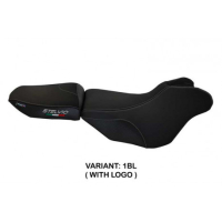 HOUSSE DE SELLE COMPATIBLE MOTO GUZZI STELVIO 1200 (08-16) MODÈLE IVES - Logo : AVEC LOGO, Couleur : NOIR, Type : STANDARD