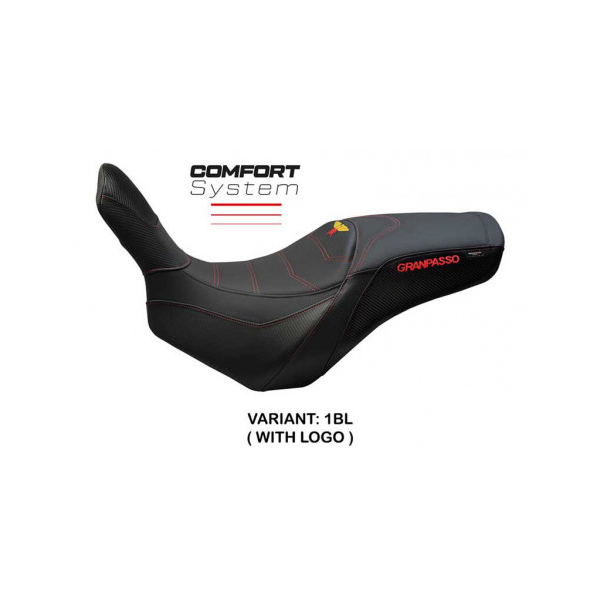 HOUSSE DE SELLE COMPATIBLE MOTO MORINI GRANPASSO (08-20) MODÈLE MOSS - Couleur : NOIR, Type : CONFORT, Logo : AVEC LOGO