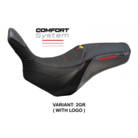 HOUSSE DE SELLE COMPATIBLE MOTO MORINI GRANPASSO (08-20) MODÈLE MOSS - Logo : AVEC LOGO, Couleur : NOIR, Type : CONFORT