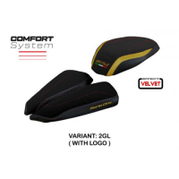 HOUSSE DE SELLE COMPATIBLE MV AGUSTA BRUTALE 1000 RR (20-22) MODÈLE ADAI VELVET - Logo : AVEC LOGO, Couleur : OR, Type : CONFORT