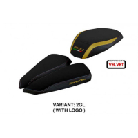 HOUSSE DE SELLE COMPATIBLE MV AGUSTA BRUTALE 1000 RR (20-22) MODÈLE ADAI VELVET - Couleur : OR, Type : CONFORT, Logo : AVEC LOGO
