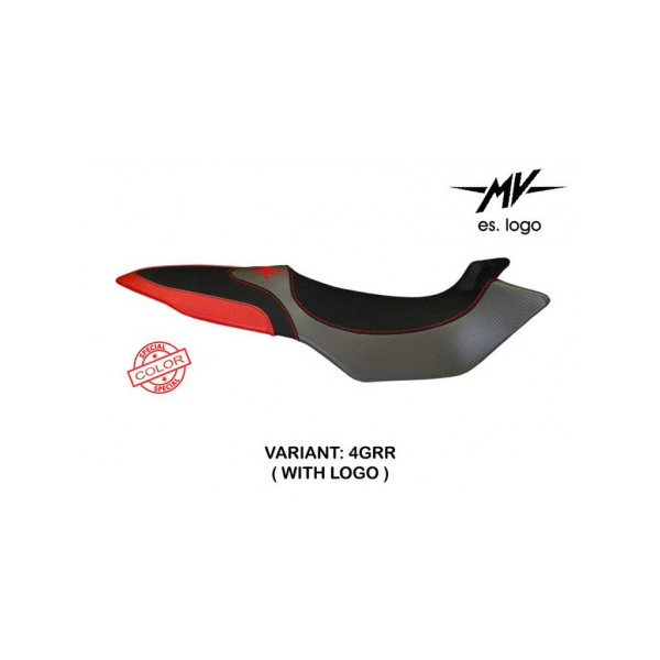 HOUSSE DE SELLE COMPATIBLE  MV AGUSTA BRUTALE 675/800 (12-15) MODÈLE BIELLA SPEC - Logo : AVEC LOGO, Couleur : BLANC OR, Type : STANDARD