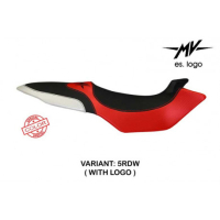 HOUSSE DE SELLE COMPATIBLE  MV AGUSTA BRUTALE 675/800 (12-15) MODÈLE BIELLA SPEC - Logo : AVEC LOGO, Couleur : BLANC OR, Type : STANDARD