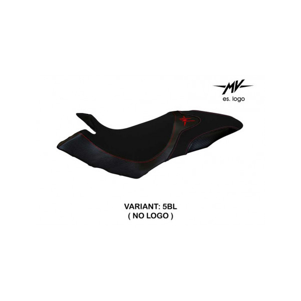 HOUSSE DE SELLE COMPATIBLE MV AGUSTA DRAGSTER 800 (14-18) MODÈLE AOSTA 1 - Logo : AVEC LOGO, Couleur : BLANC, Type : STANDARD